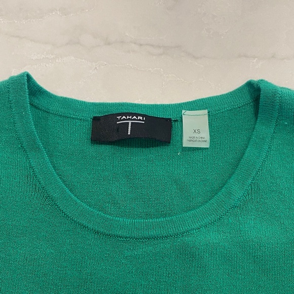 T Tahari Teal Ruffle Sleeve Tank Top - Picture 3 of 7